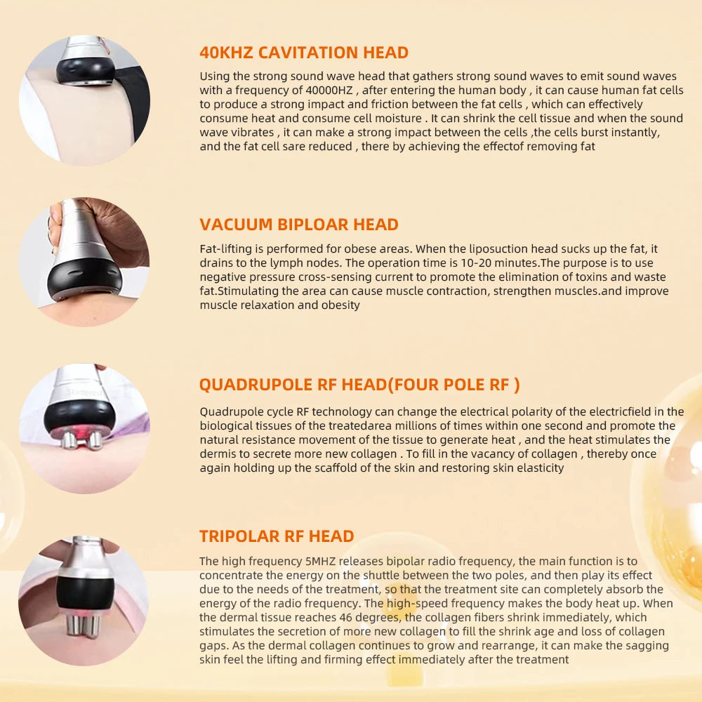 4IN1 Cavitation Body Slimming 40K Machine Beauty Massager Skin Tighten Face Lifting Vacuum Suction(Overseas Warehouse Shipment)